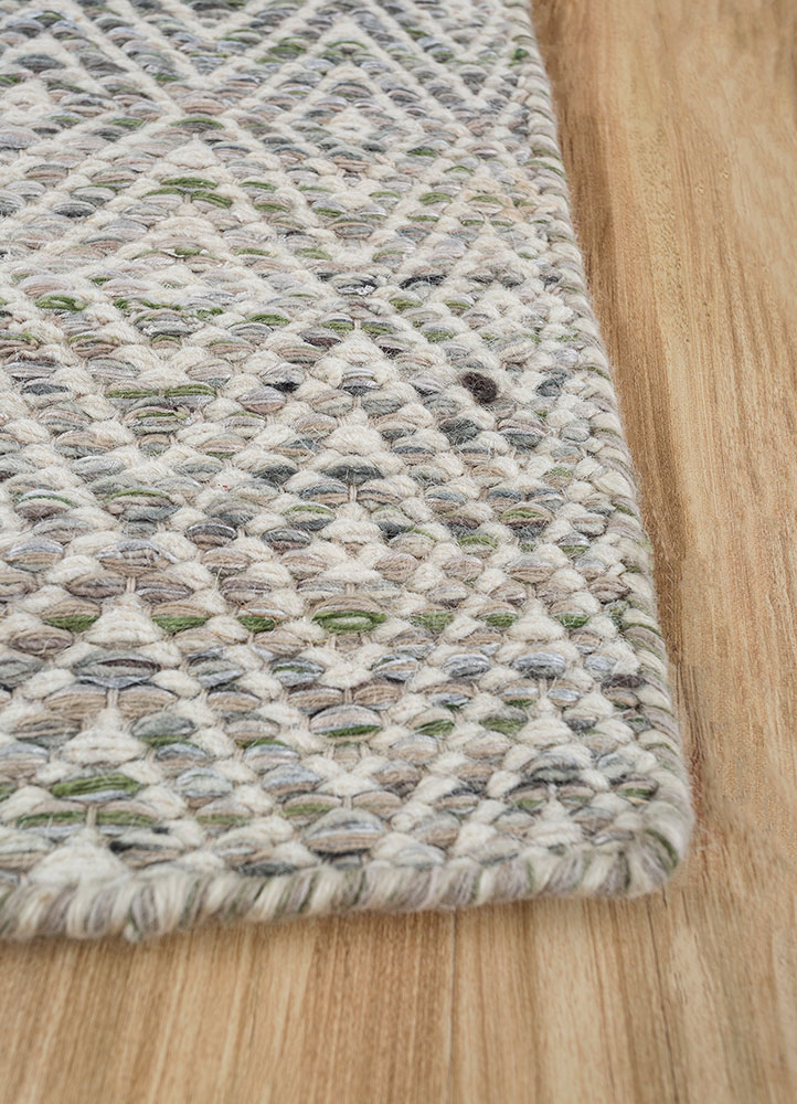 abrash blue wool and viscose flat weaves Rug - Corner