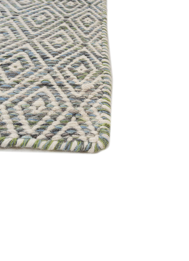 abrash blue wool and viscose flat weaves Rug - Corner