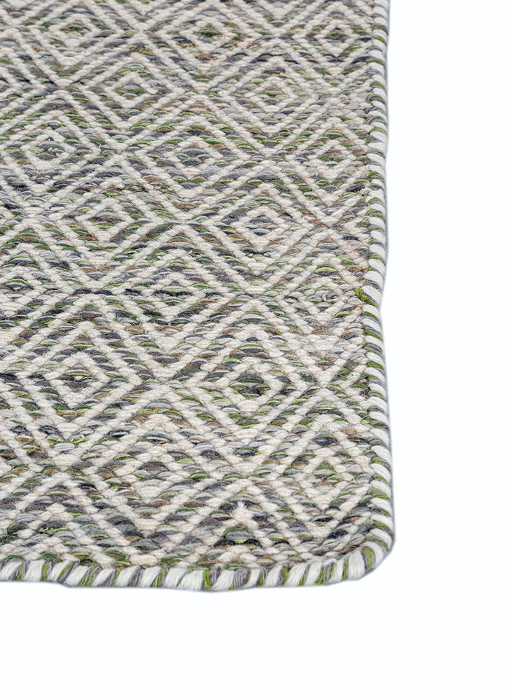 abrash blue wool and viscose flat weaves Rug - Corner