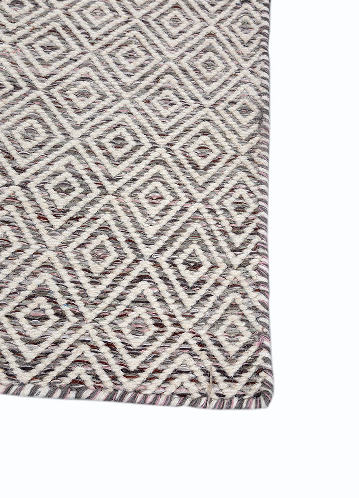 abrash grey and black wool and viscose flat weaves Rug - Corner