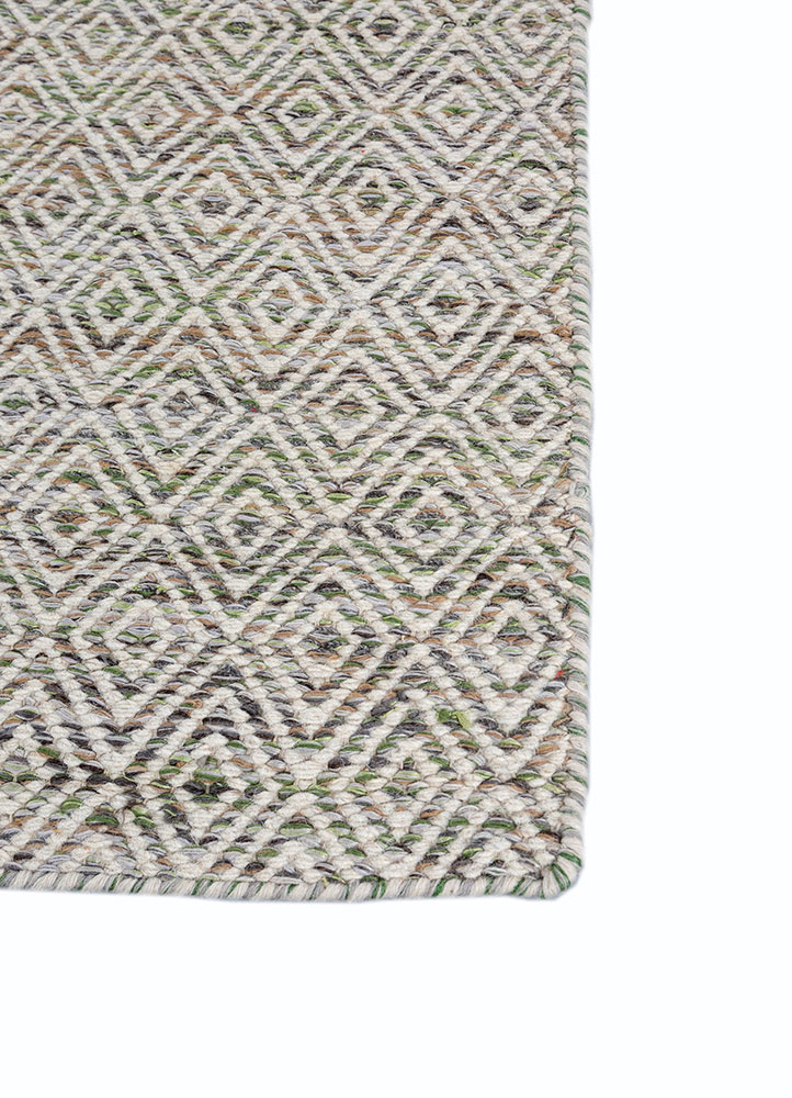 abrash green wool and viscose flat weaves Rug - Corner