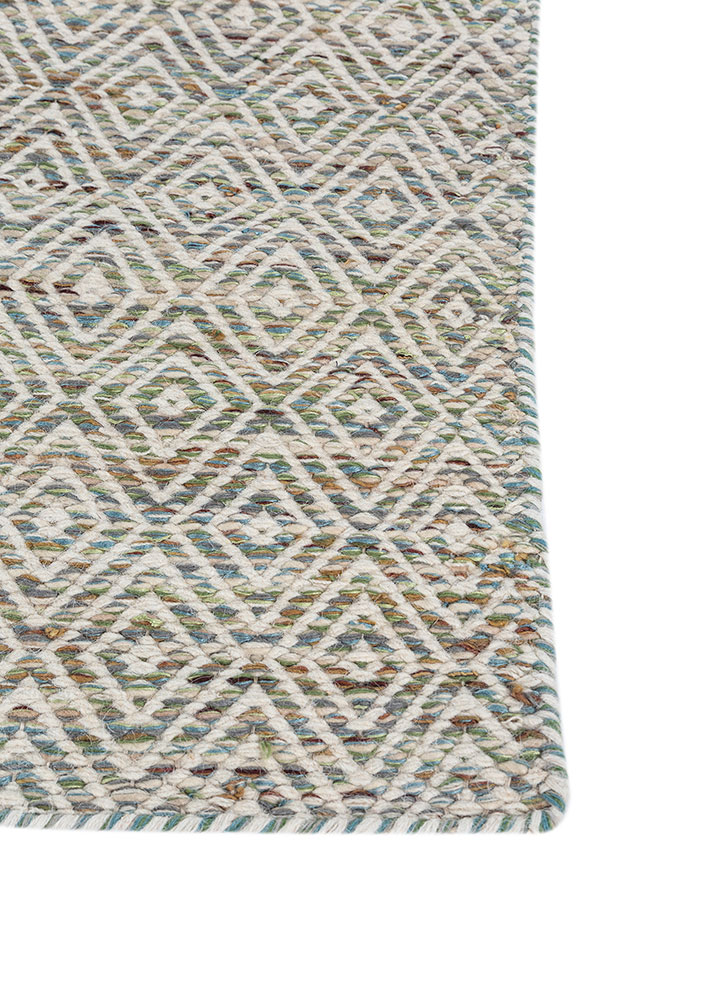 abrash green wool and viscose flat weaves Rug - Corner
