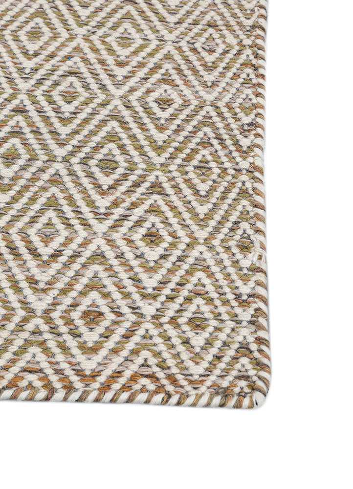 abrash green wool and viscose flat weaves Rug - Corner