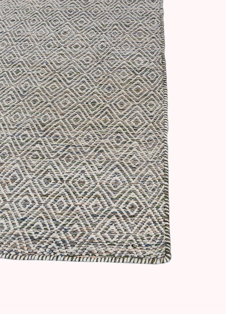abrash green wool and viscose flat weaves Rug - Corner