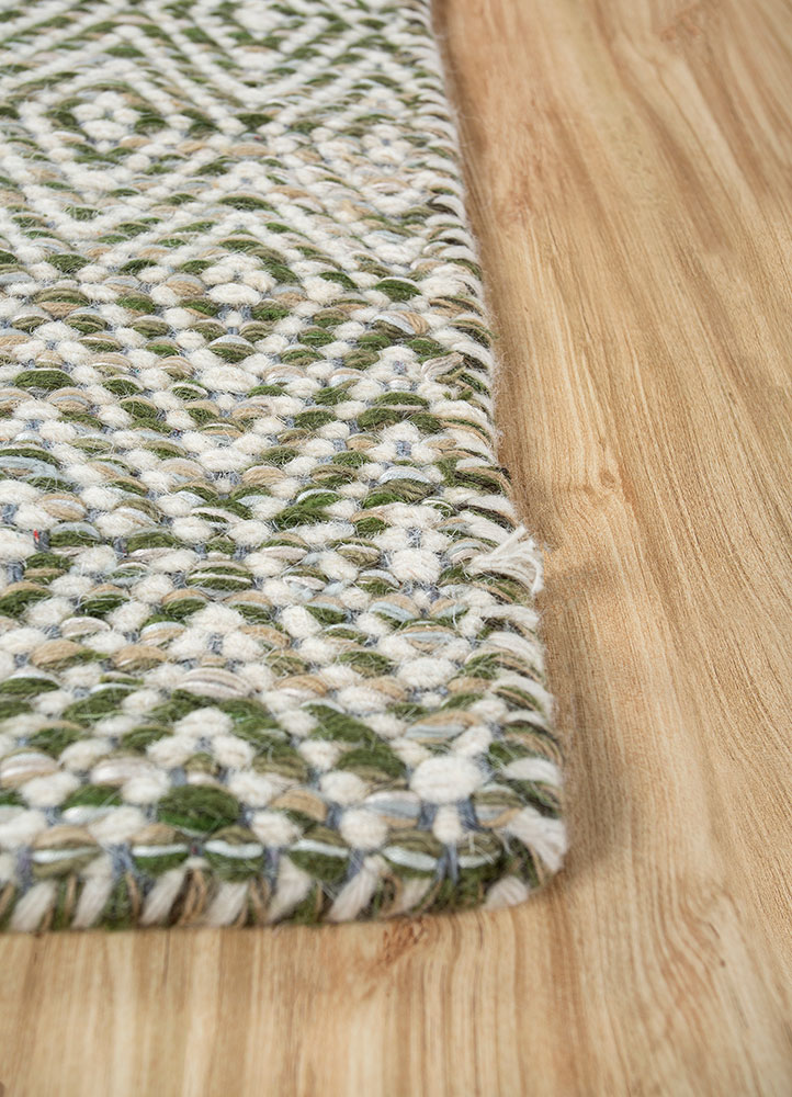 abrash green wool and viscose flat weaves Rug - Corner