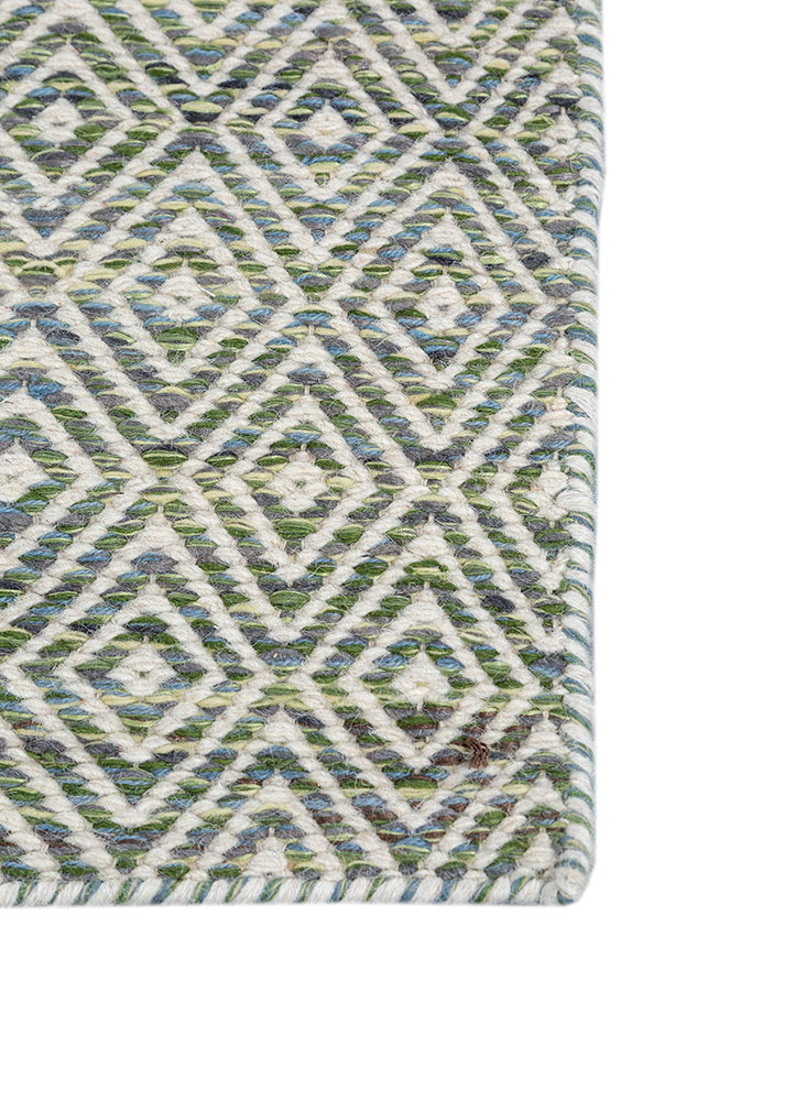 abrash green wool and viscose flat weaves Rug - Corner