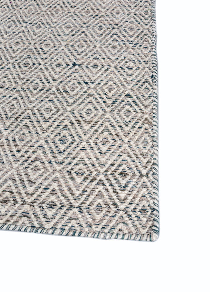 abrash beige and brown wool and viscose flat weaves Rug - Corner