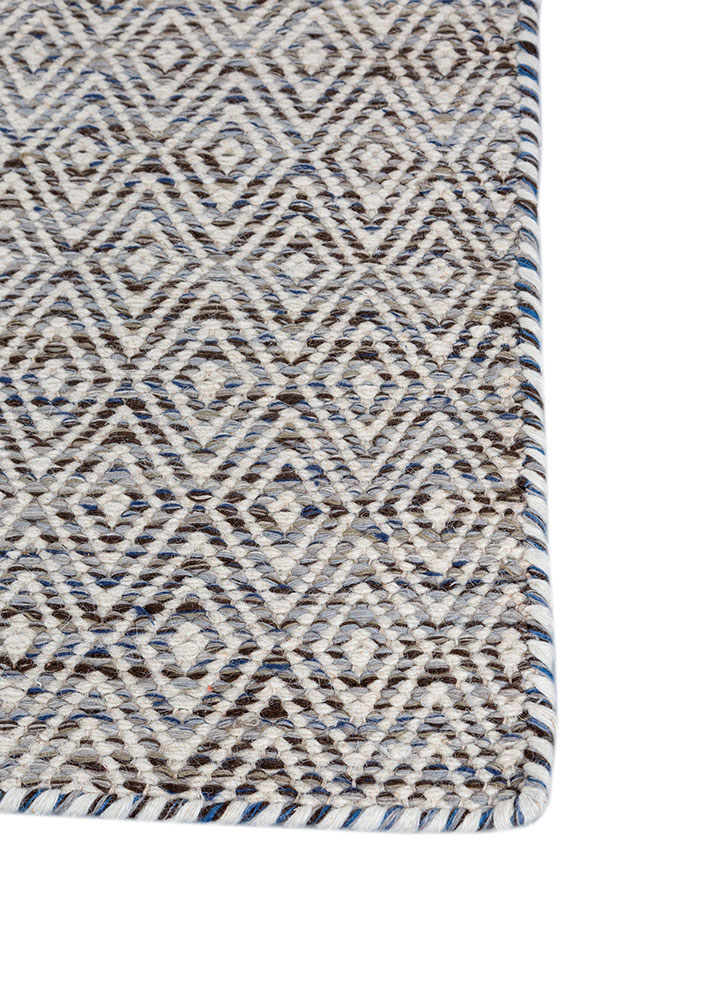 abrash beige and brown wool and viscose flat weaves Rug - Corner