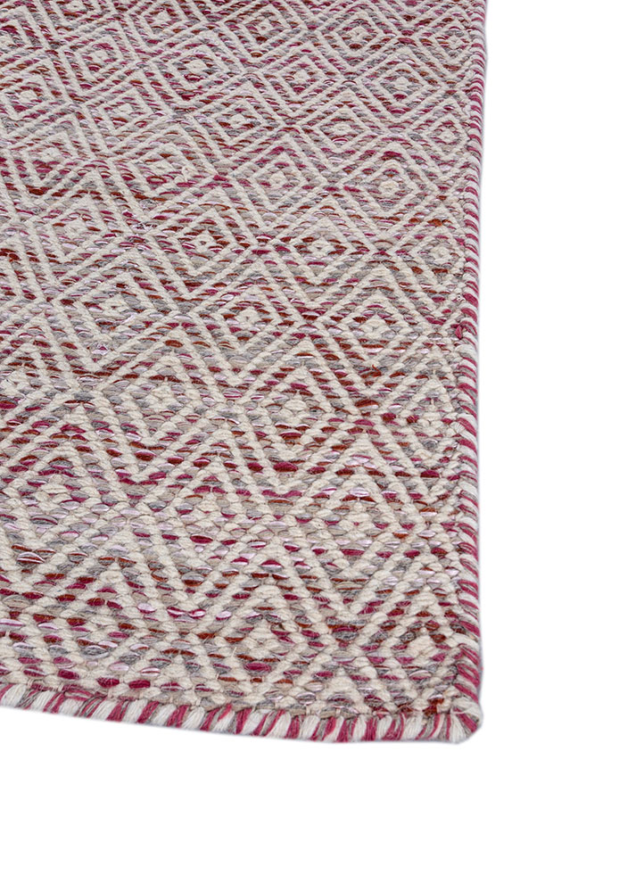 abrash red and orange wool and viscose flat weaves Rug - Corner