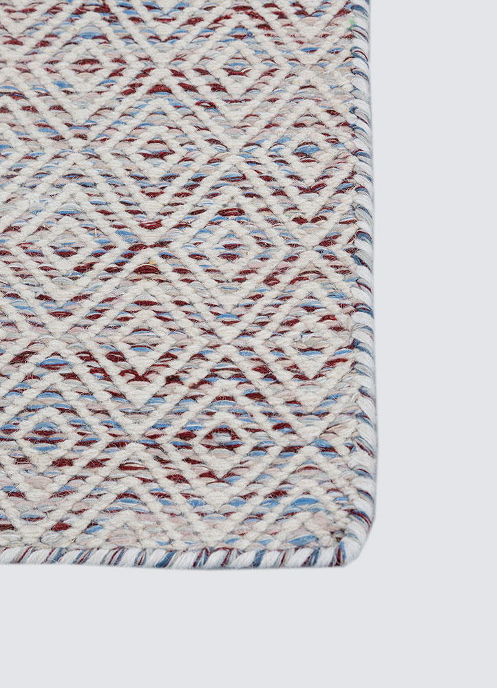 abrash red and orange wool and viscose flat weaves Rug - Corner