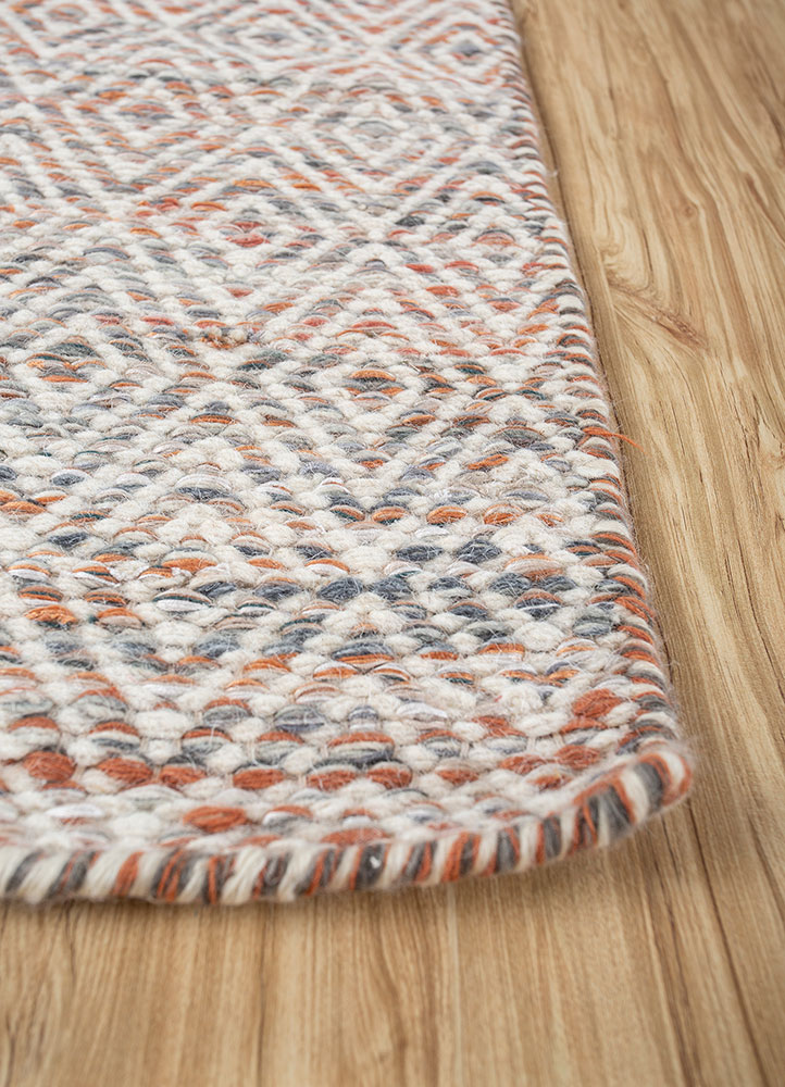 abrash red and orange wool and viscose flat weaves Rug - Corner