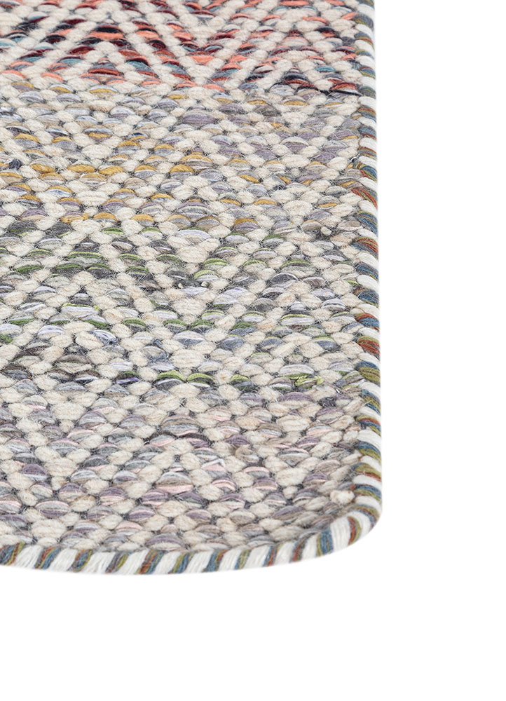abrash red and orange wool and viscose flat weaves Rug - Corner