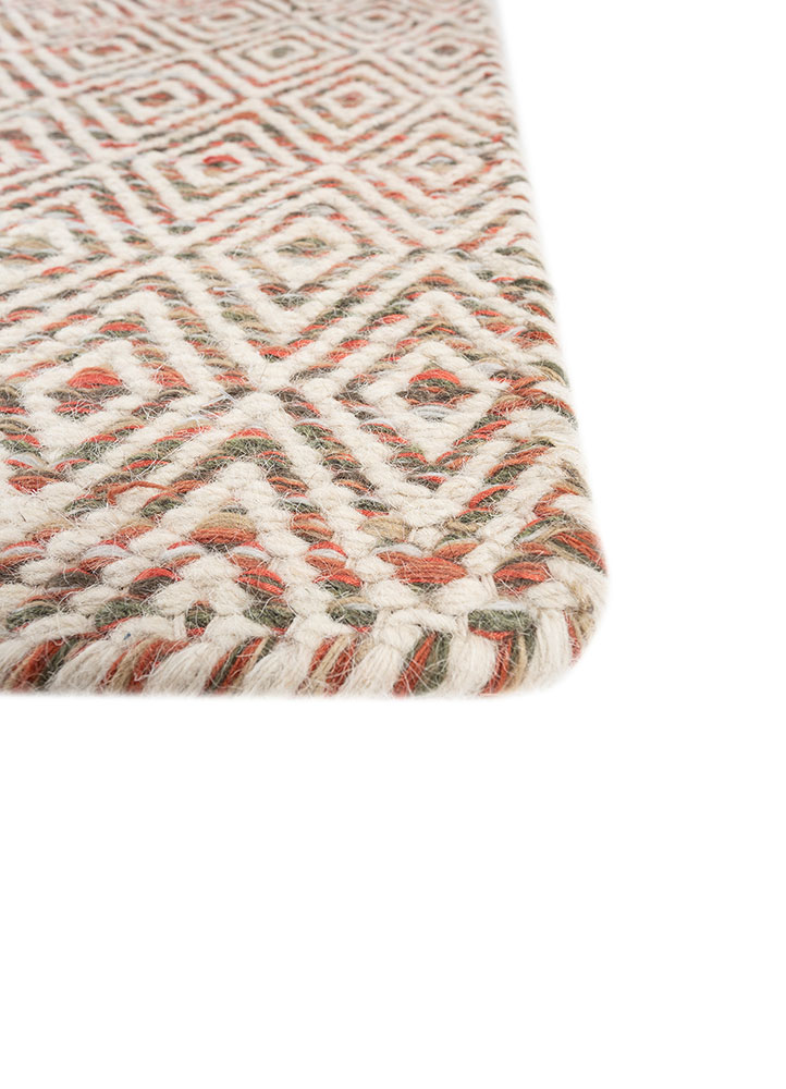 abrash red and orange wool and viscose flat weaves Rug - Corner