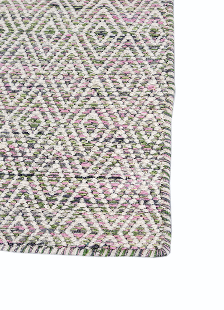 abrash pink and purple wool and viscose flat weaves Rug - Corner