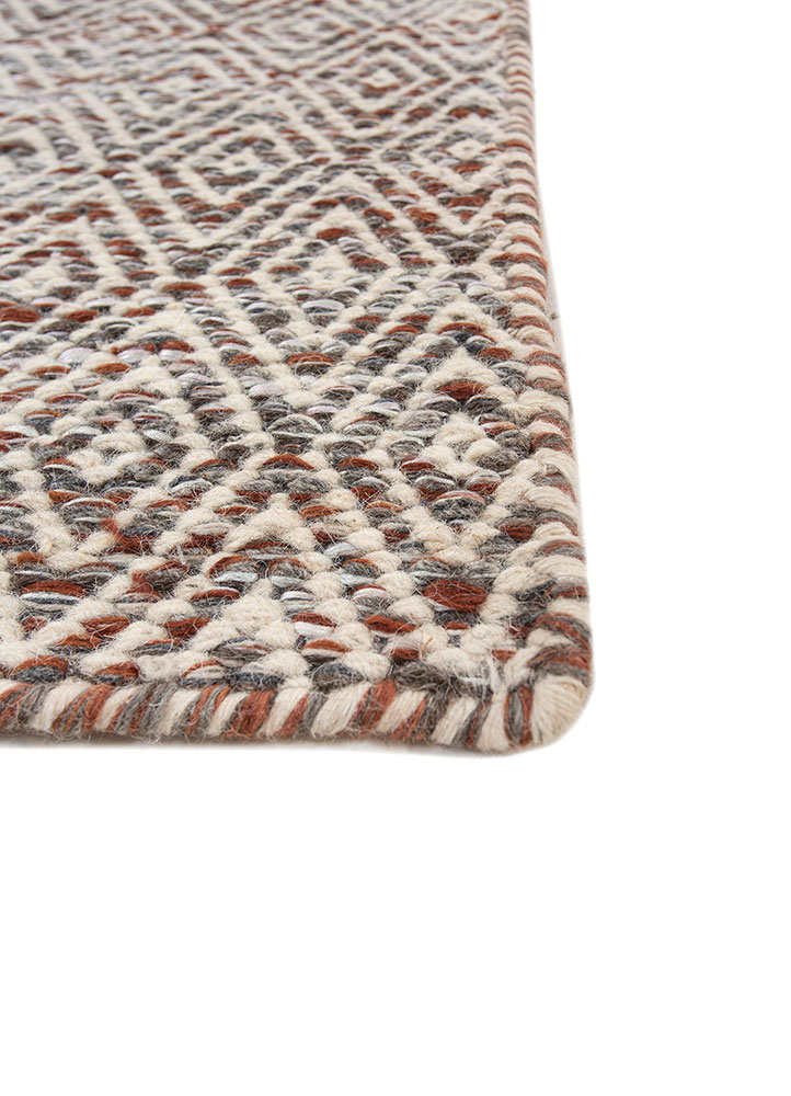 abrash red and orange wool and viscose flat weaves Rug - Corner