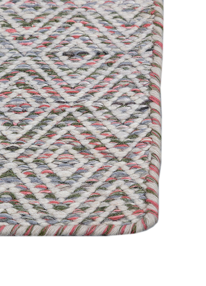 abrash pink and purple wool and viscose flat weaves Rug - Corner