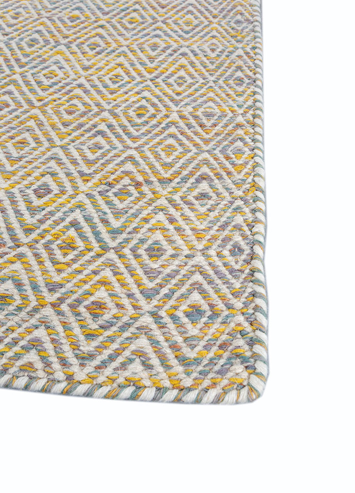 abrash green wool and viscose flat weaves Rug - Corner