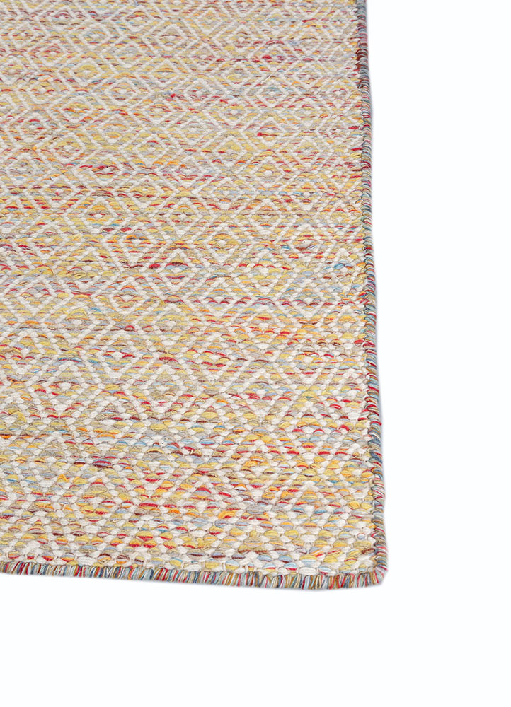 abrash gold wool and viscose flat weaves Rug - Corner