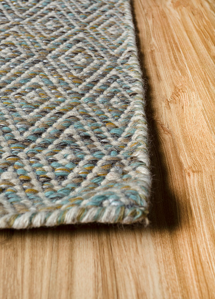 abrash blue wool and viscose flat weaves Rug - Corner