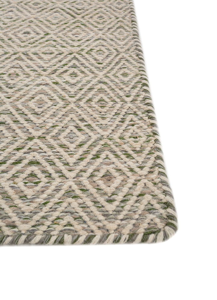 abrash blue wool and viscose flat weaves Rug - Corner