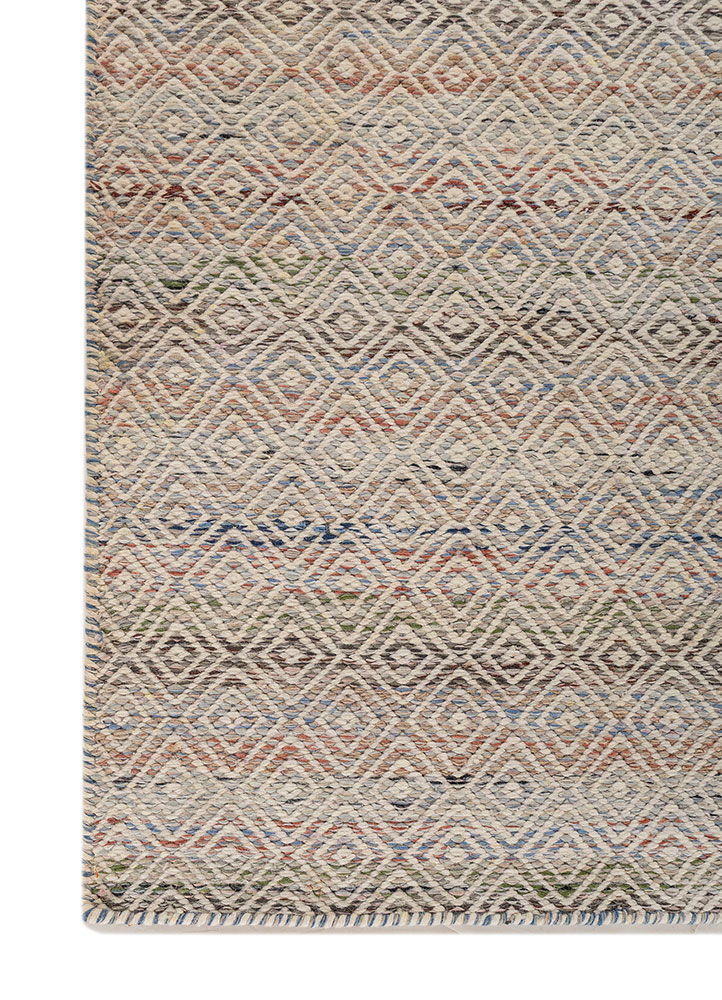 abrash blue wool and viscose flat weaves Rug - Corner