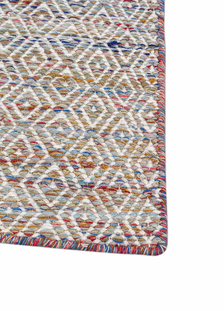 abrash blue wool and viscose flat weaves Rug - Corner