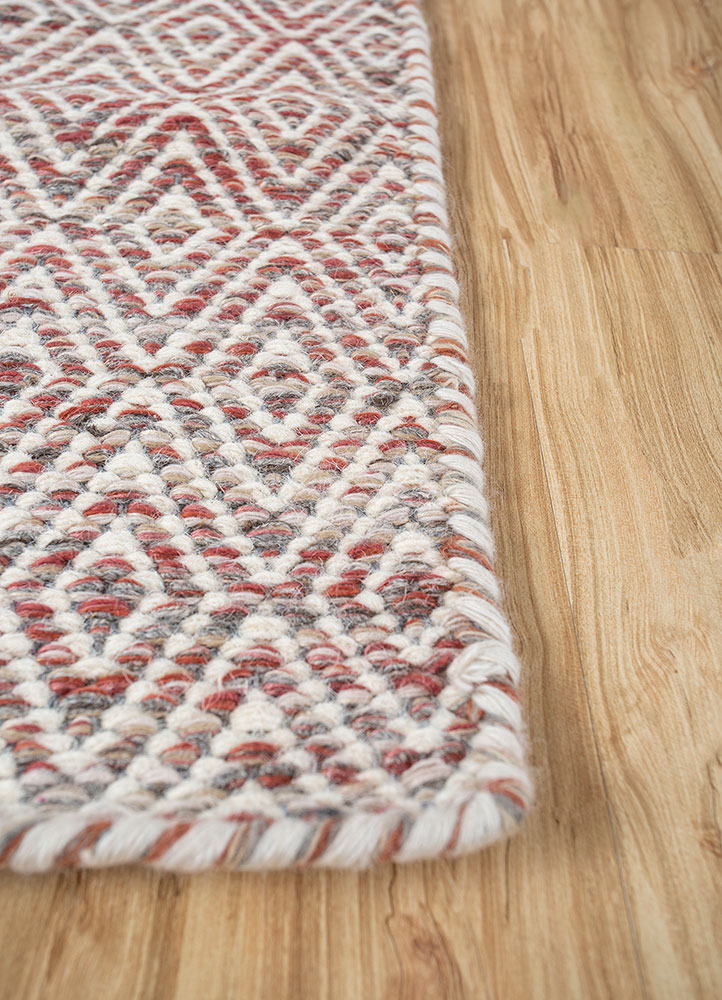 abrash red and orange wool and viscose flat weaves Rug - Corner