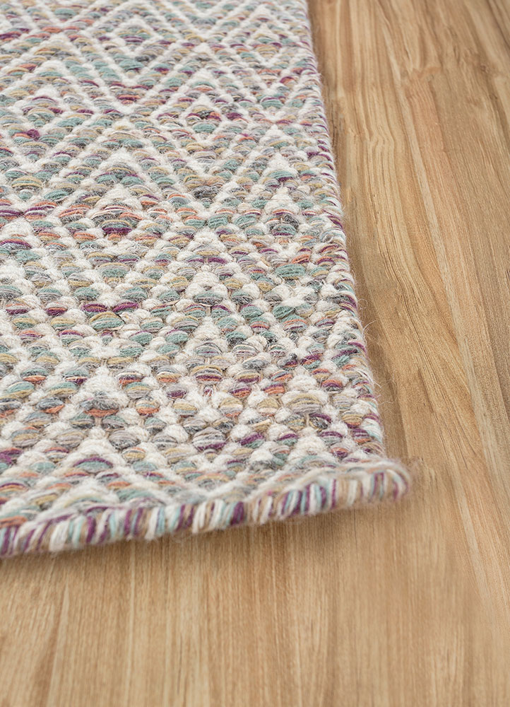 abrash pink and purple wool and viscose flat weaves Rug - Corner