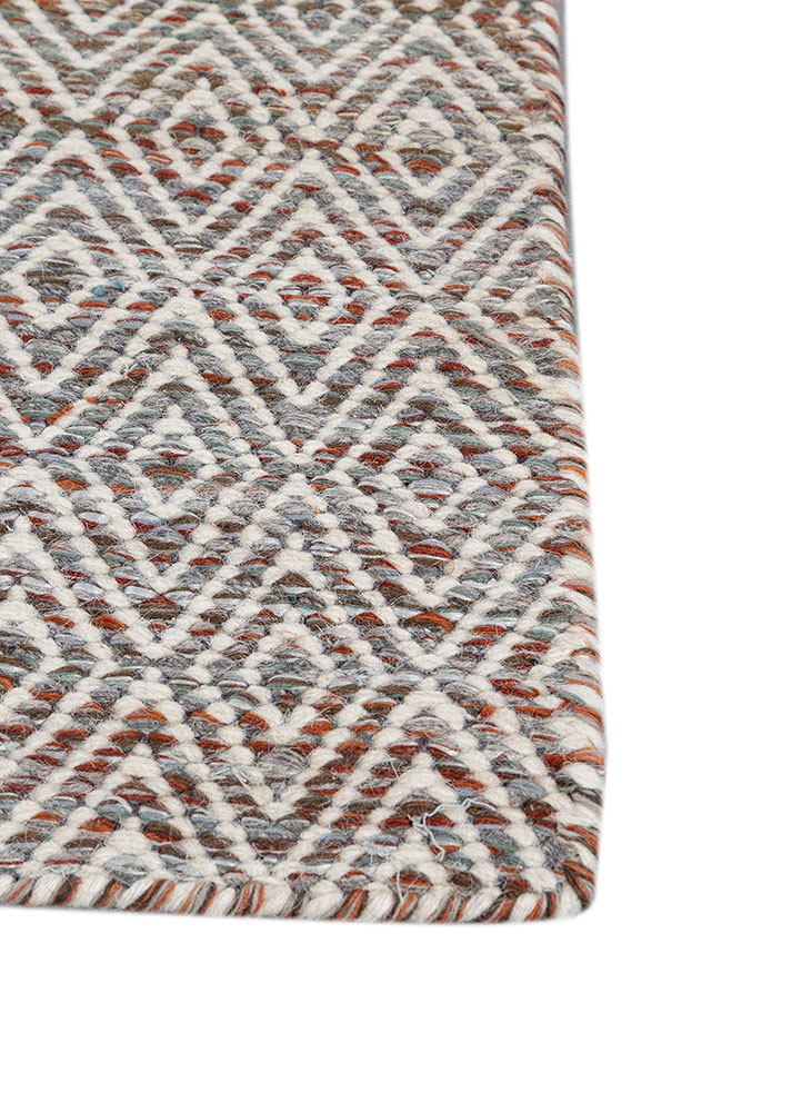 abrash red and orange wool and viscose flat weaves Rug - Corner