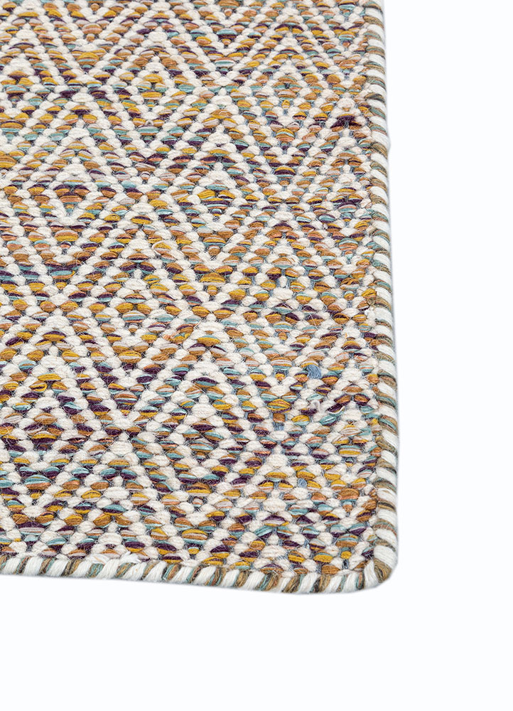 abrash pink and purple wool and viscose flat weaves Rug - Corner