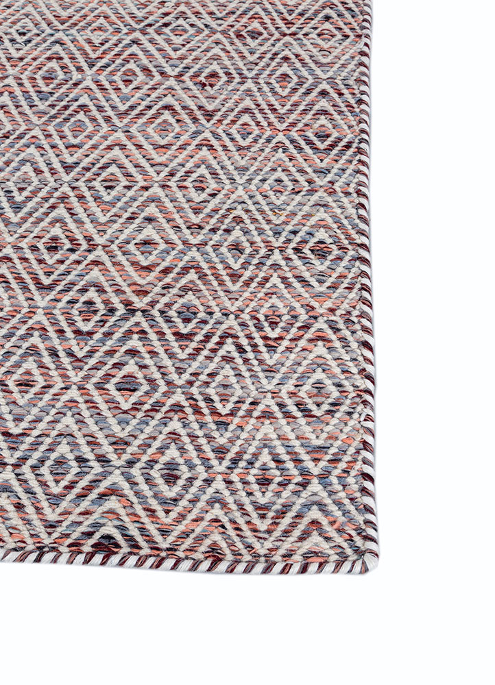 abrash pink and purple wool and viscose flat weaves Rug - Corner