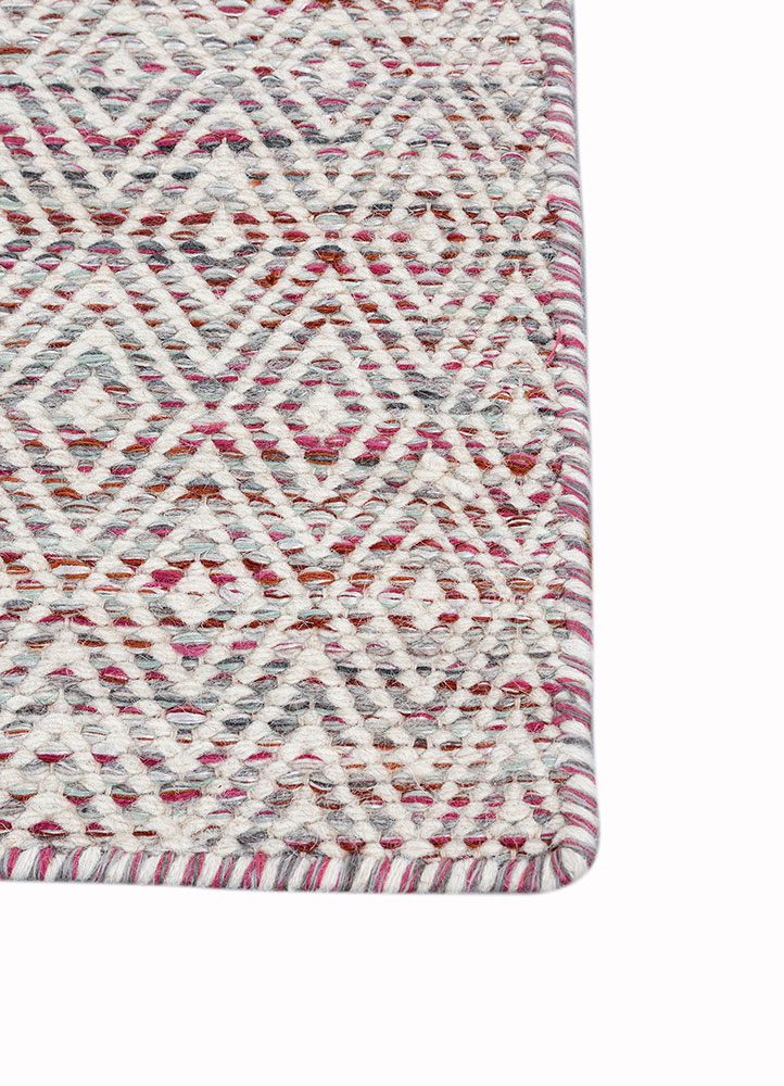 abrash pink and purple wool and viscose flat weaves Rug - Corner