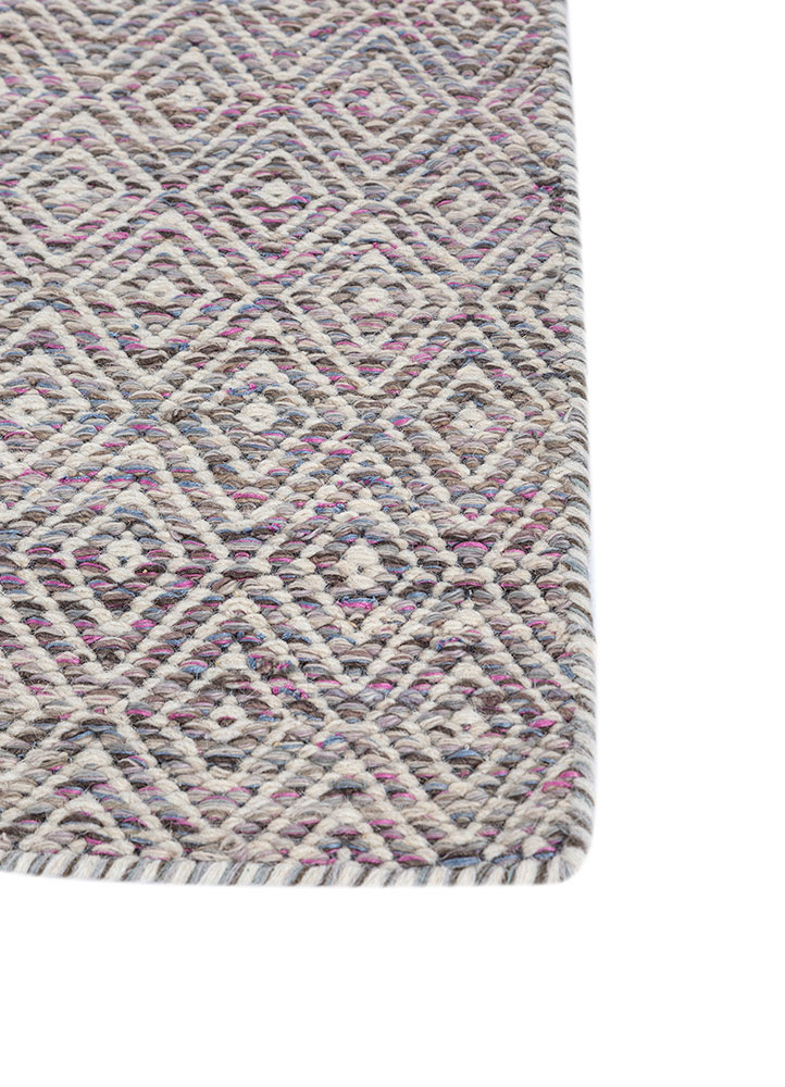 abrash red and orange wool and viscose flat weaves Rug - Corner