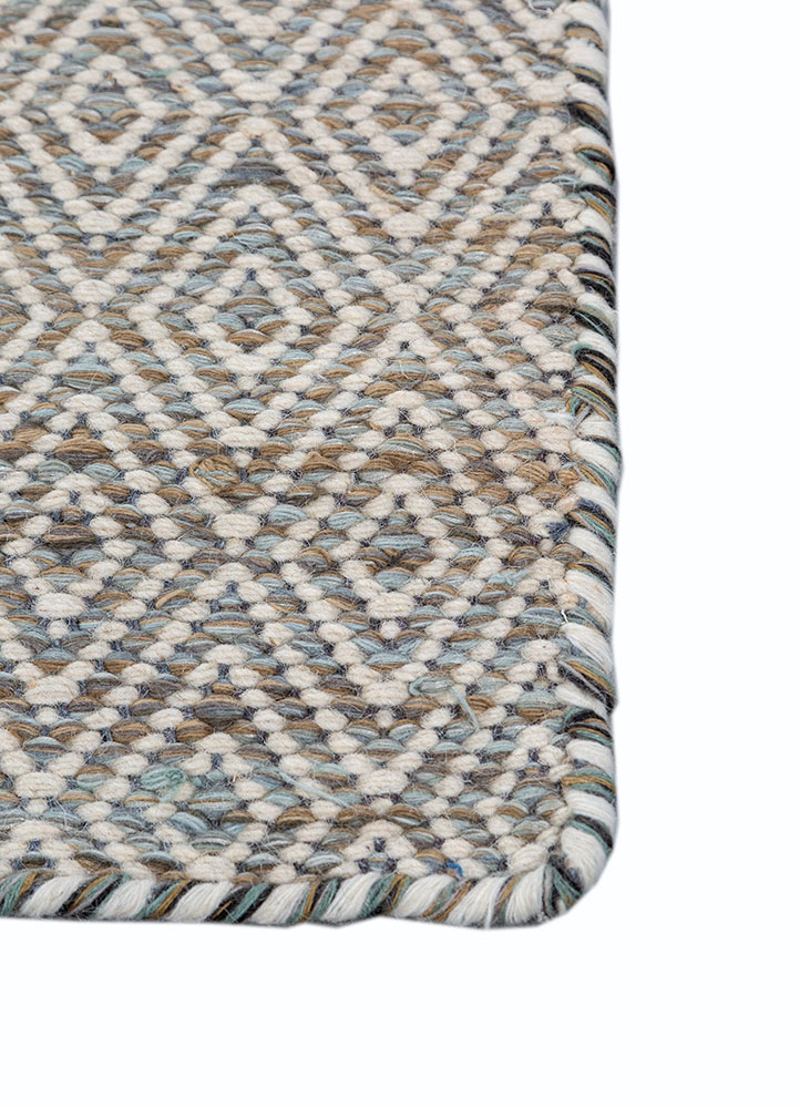 abrash blue wool and viscose flat weaves Rug - Corner