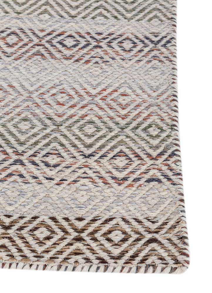 abrash blue wool and viscose flat weaves Rug - Corner