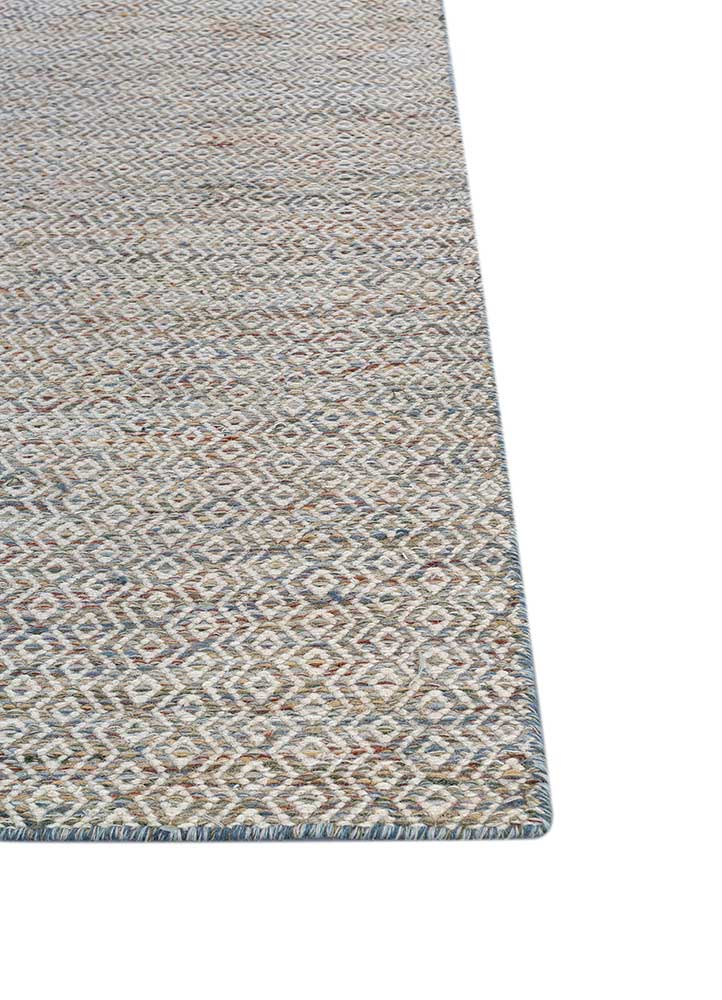 abrash blue wool and viscose flat weaves Rug - Corner