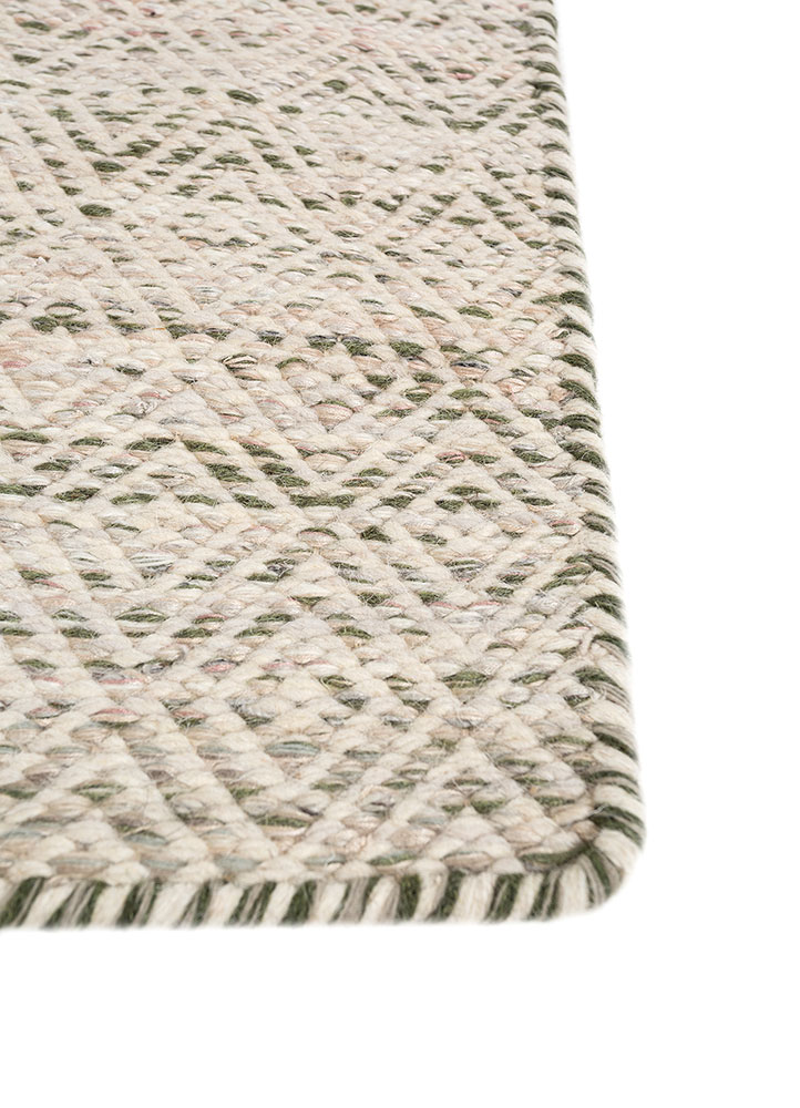 abrash green wool and viscose flat weaves Rug - Corner