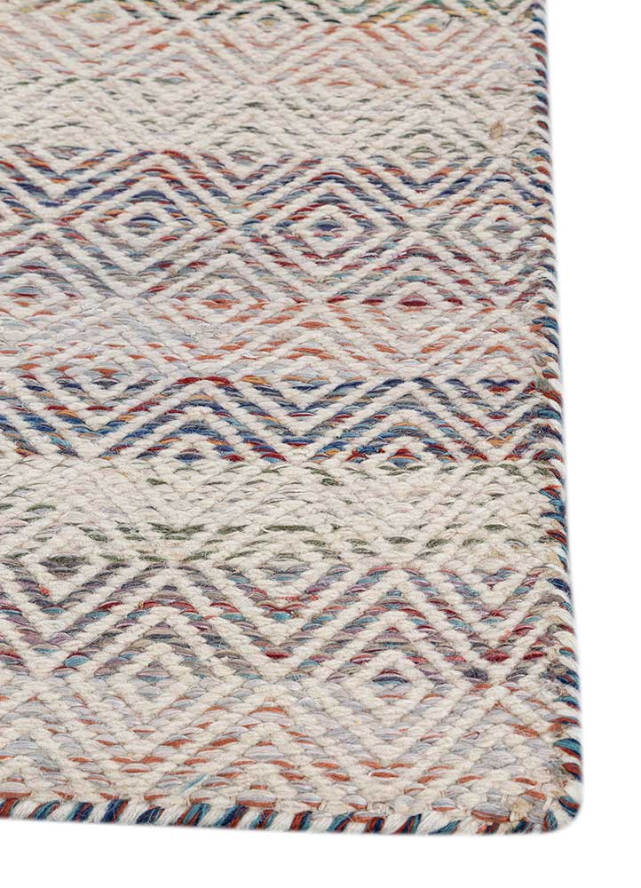 abrash blue wool and viscose flat weaves Rug - Corner