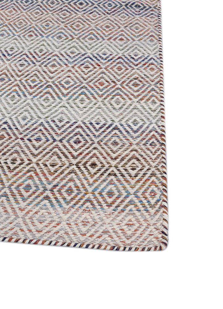 abrash red and orange wool and viscose flat weaves Rug - Corner