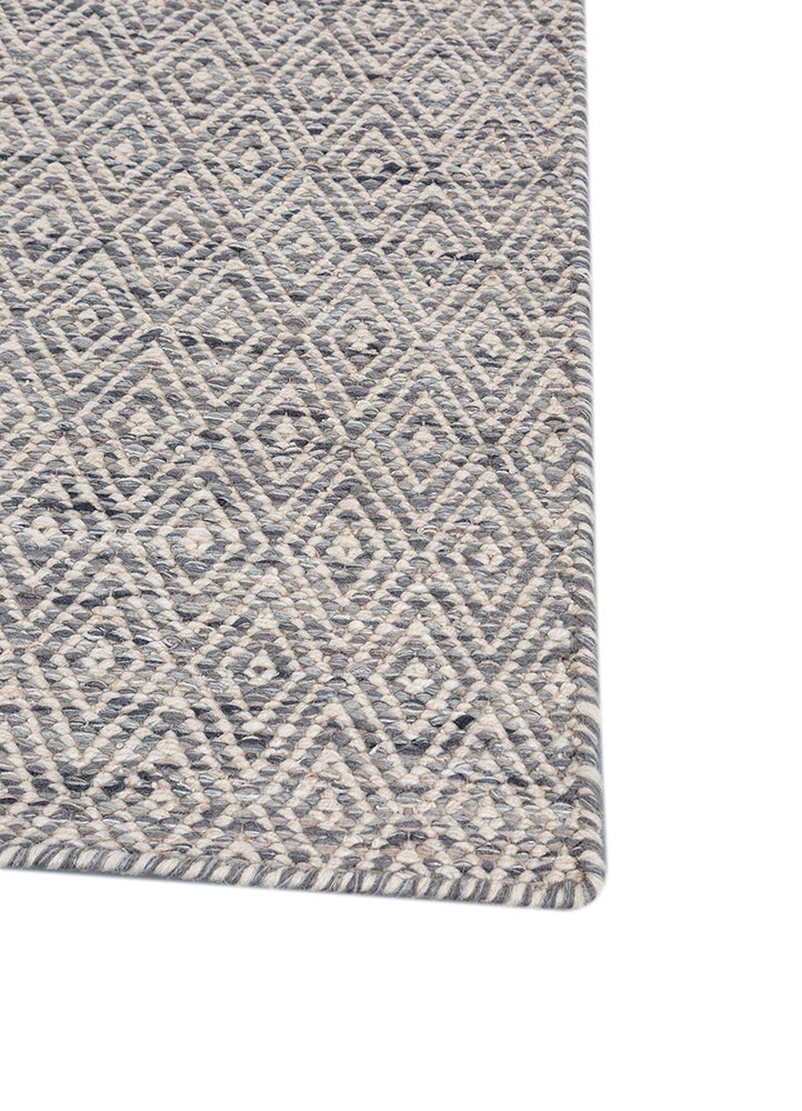 abrash grey and black wool and viscose flat weaves Rug - Corner