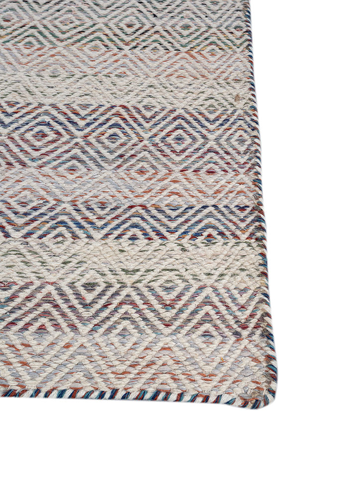 abrash blue wool and viscose flat weaves Rug - Corner
