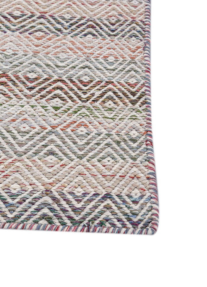 abrash blue wool and viscose flat weaves Rug - Corner