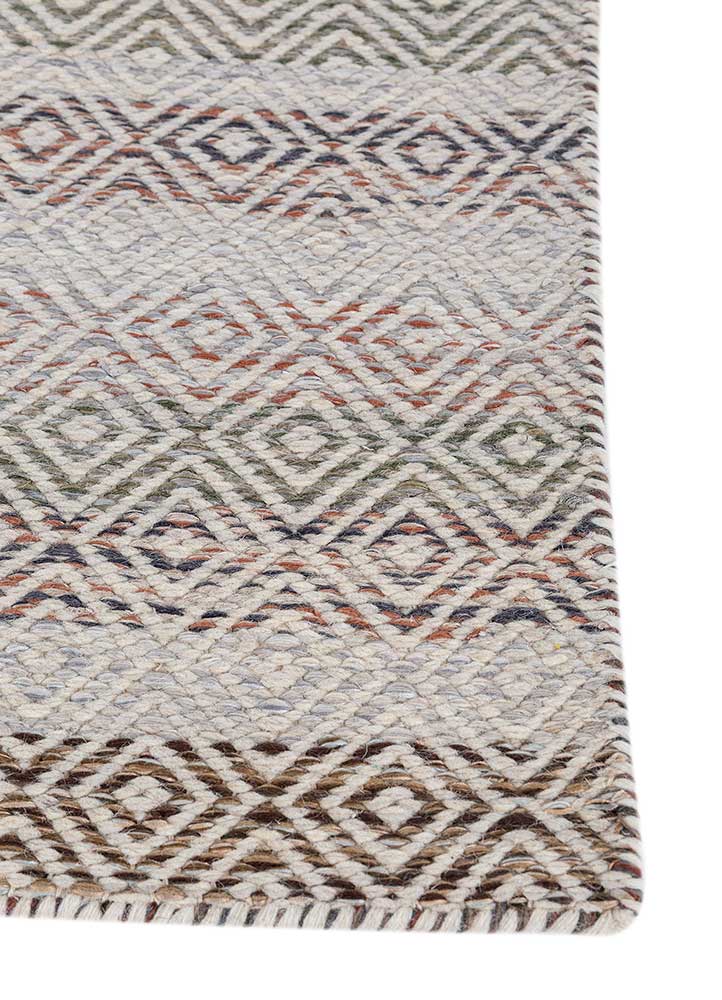 abrash blue wool and viscose flat weaves Rug - Corner
