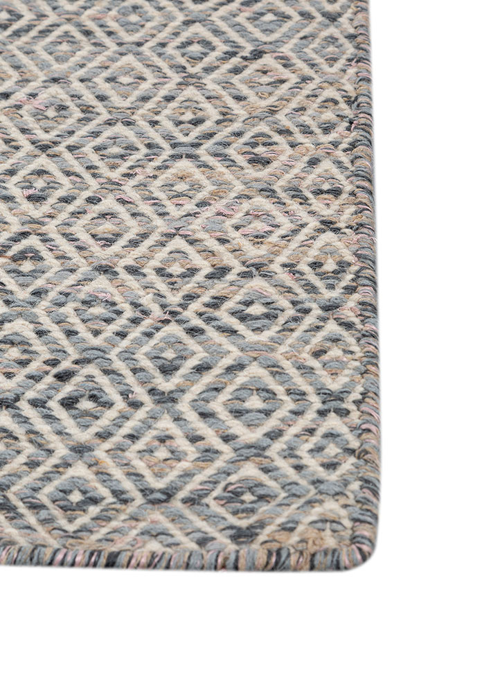 abrash blue wool and viscose flat weaves Rug - Corner