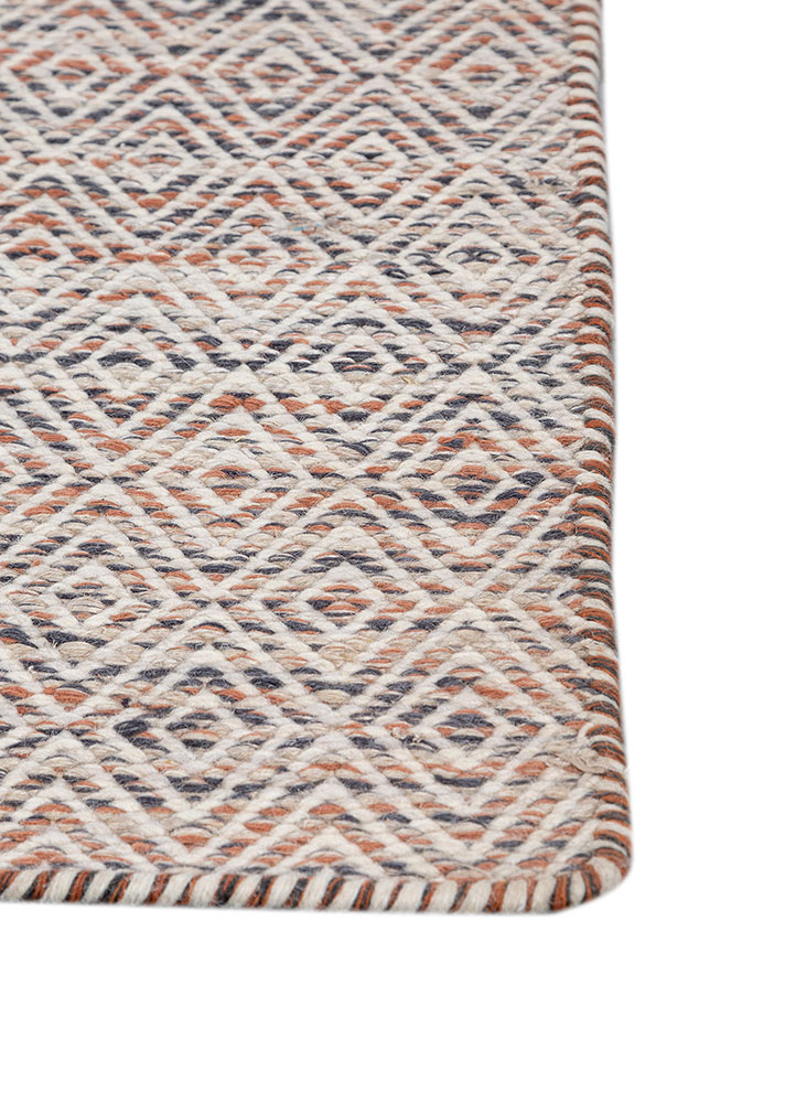 abrash red and orange wool and viscose flat weaves Rug - Corner