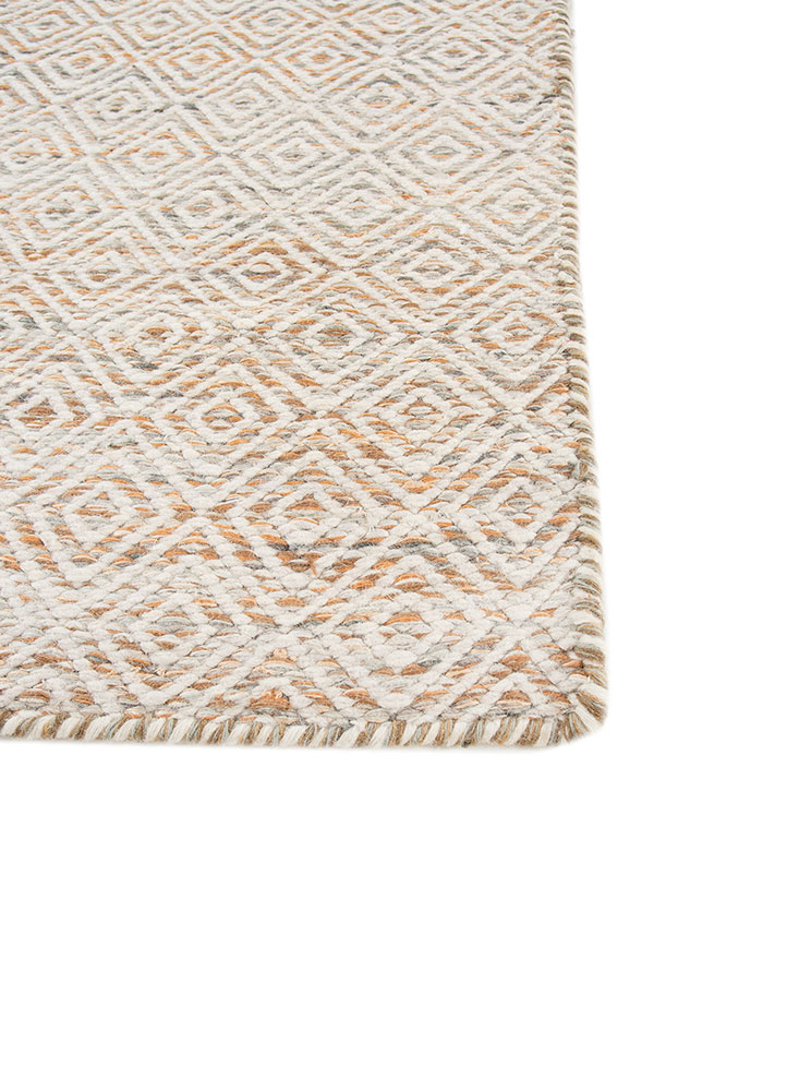 abrash red and orange wool and viscose flat weaves Rug - Corner