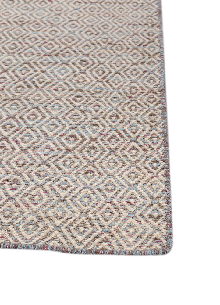abrash blue wool and viscose flat weaves Rug - Corner