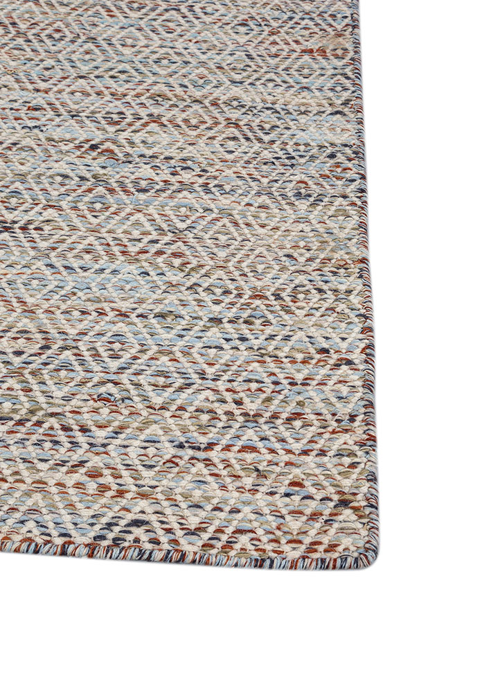 abrash blue wool and viscose flat weaves Rug - Corner