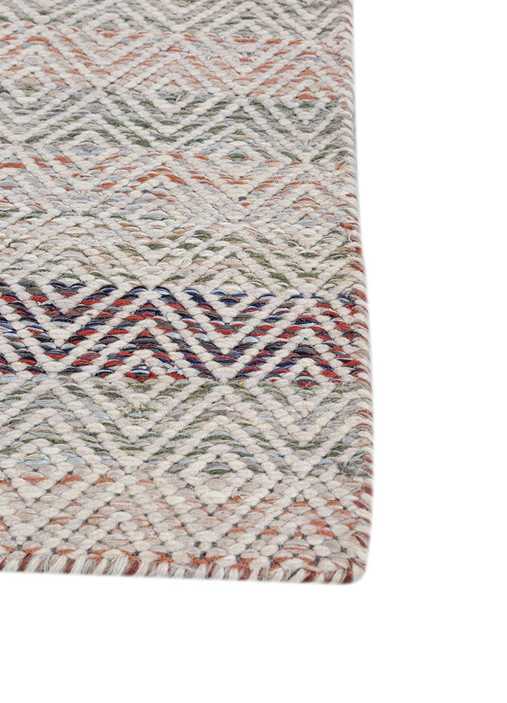abrash blue wool and viscose flat weaves Rug - Corner