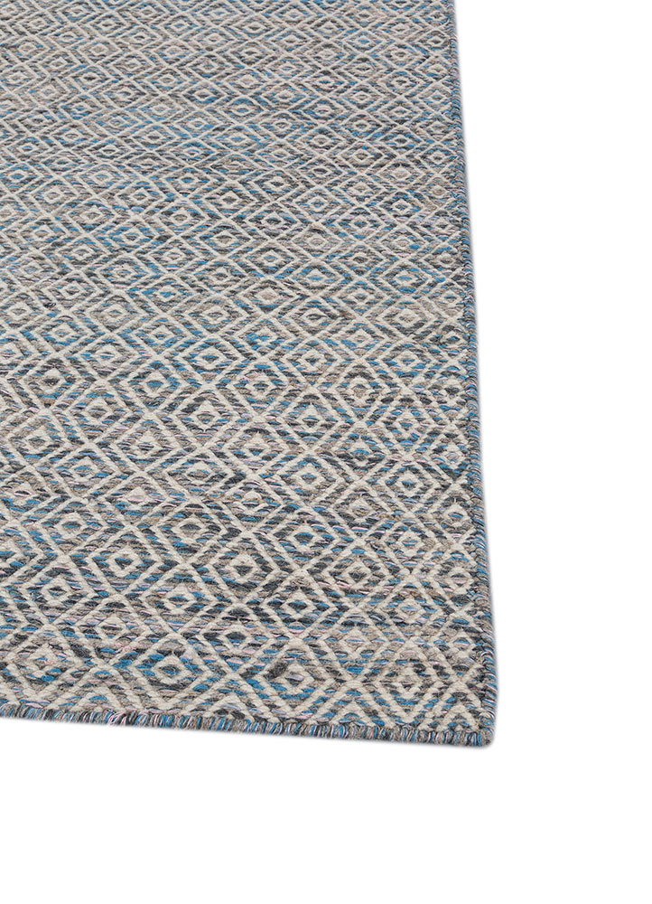 abrash blue wool and viscose flat weaves Rug - Corner